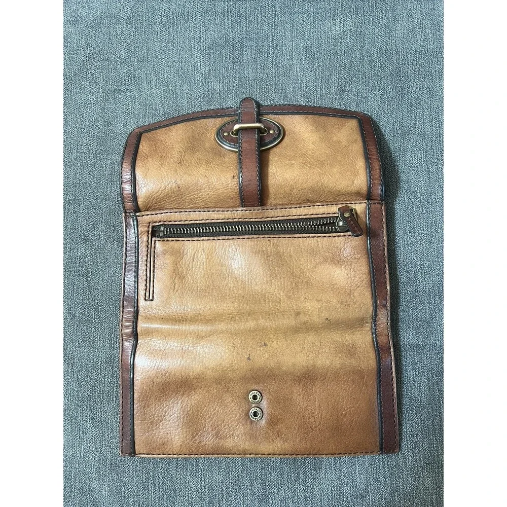 Vintage Fossil 2 Tone Leather Clutch/Wallet Tan &‎ Brown Trifold